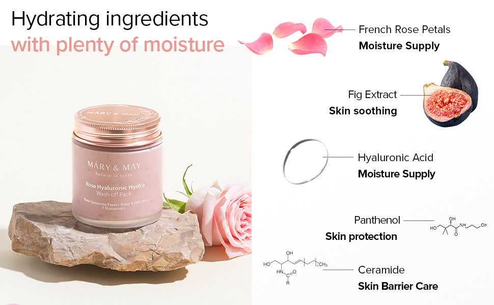 Rose Hyaluronic Hydra Wash Off Pack - Μάσκα αργίλου με τριαντάφυλλο