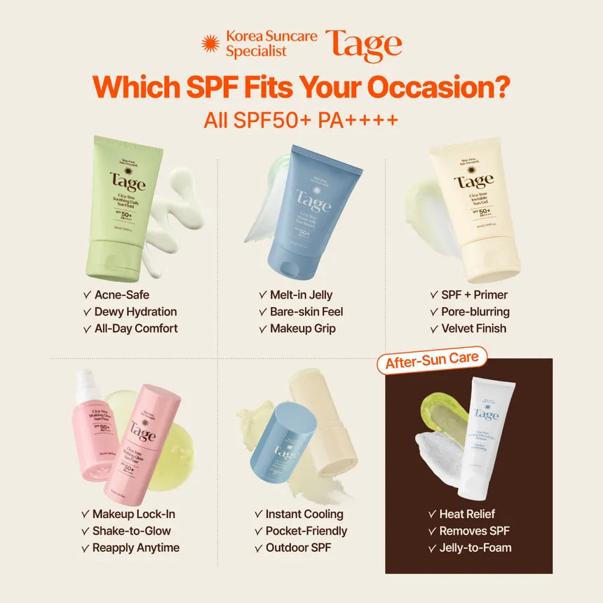 Tage Cica-Tree Invisible Sun Gel SPF50+ PA++++ – Αντηλιακό Gel Προσώπου & Smoothing Base για Πόρους με Matte Blur Effect
