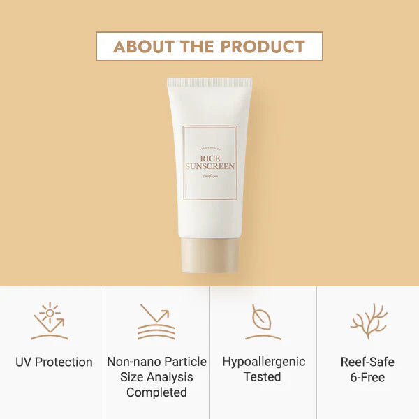 Rice Sunscreen SPF50+ PA++++ - Αντηλιακό υψηλής προστασίας με ρύζι για λάμψη