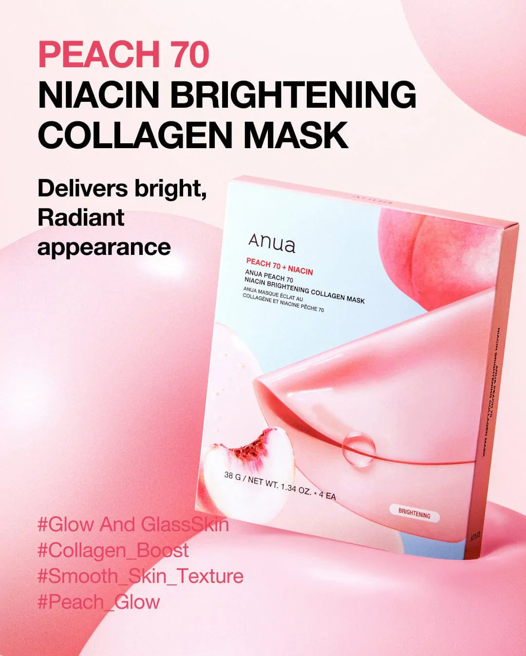 Peach 70 Niacin Brightening Collagen Mask - Ολονύκτια μάσκα gel για σύσφιξη και λάμψη