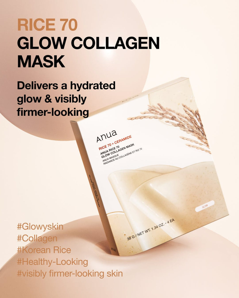 Rice 70 Glow Collagen Mask - Ολονύκτια μάσκα gel λάμψης