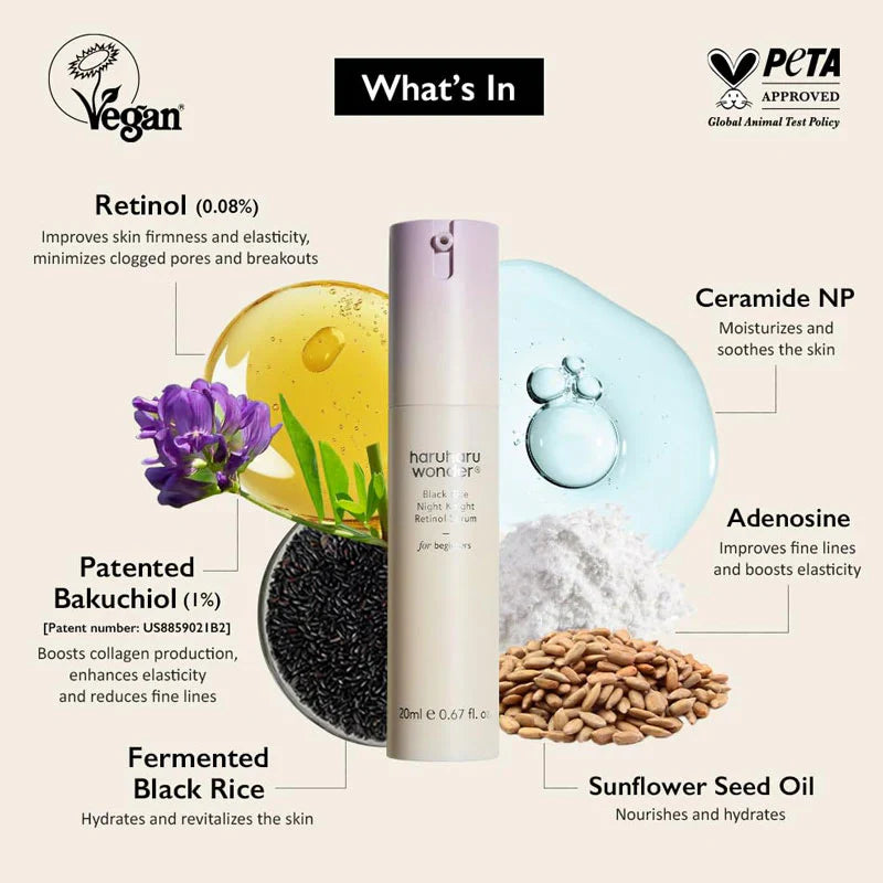 Black Rice Night Knight Retinol Serum - Ορός ρετινόλης για πρώτη φορά χρήστες