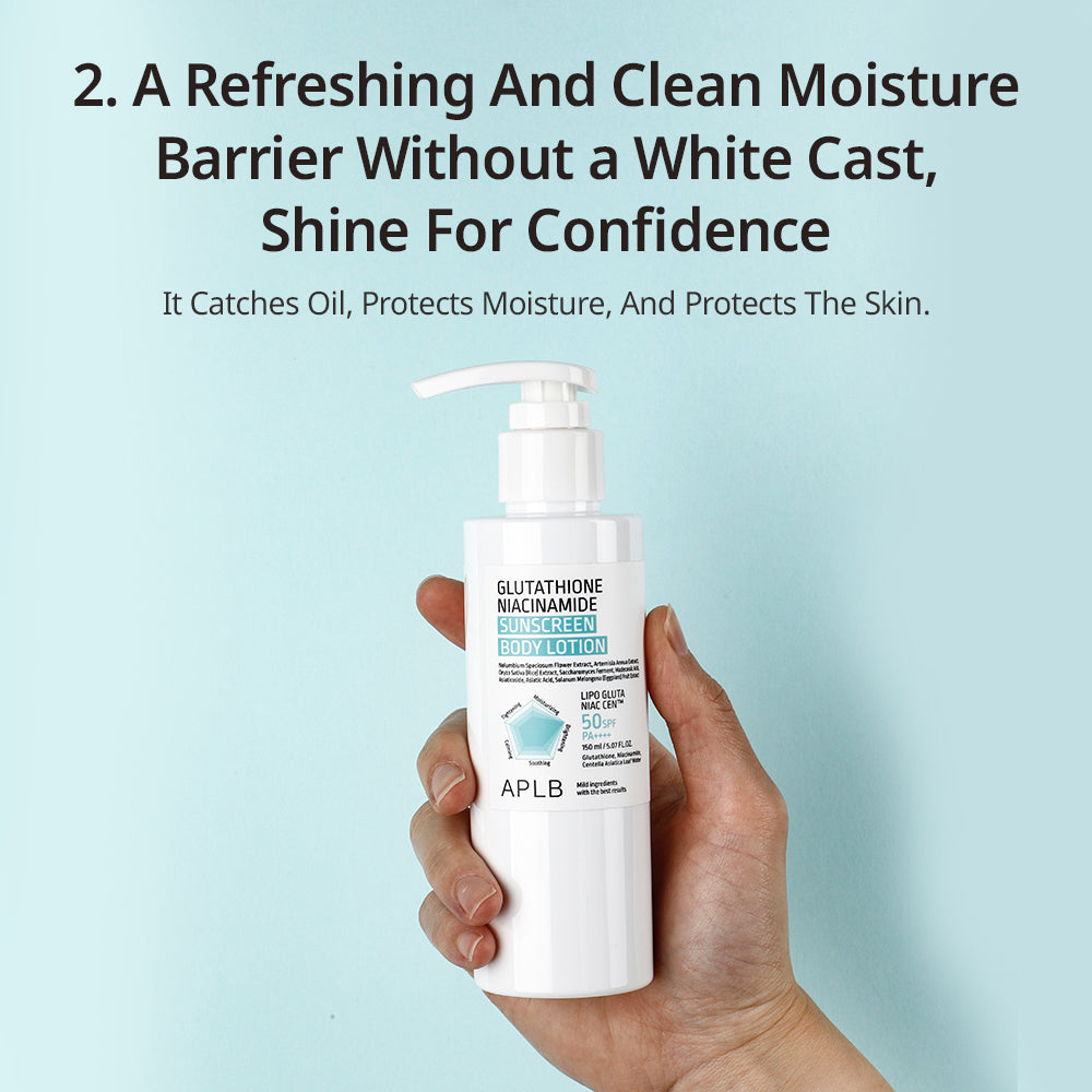 Glutathione Niacinamide Sunscreen Body Lotion SPF50 PA++++ – Αντηλιακή Λοσιόν Σώματος για Λάμψη και Ενυδάτωση