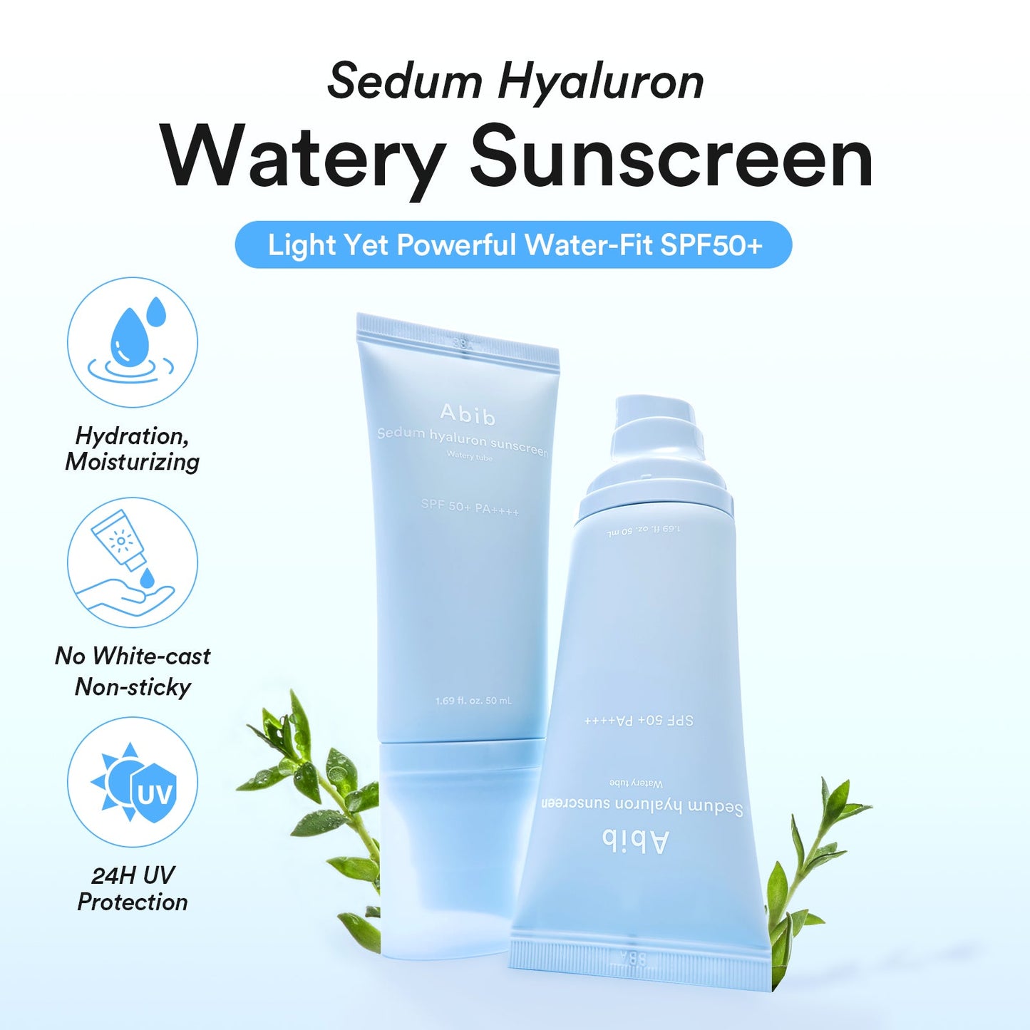 Sedum Hyaluron Sunscreen Watery Tube SPF50+ PA++++ – Ενυδατικό Αντηλιακό Προσώπου