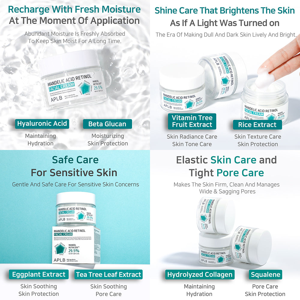 Mandelic Acid Retinol Facial Cream – Αντιγηραντική & Ενυδατική Κρέμα Προσώπου με Μανδελικό Οξύ και Ρετινόλη
