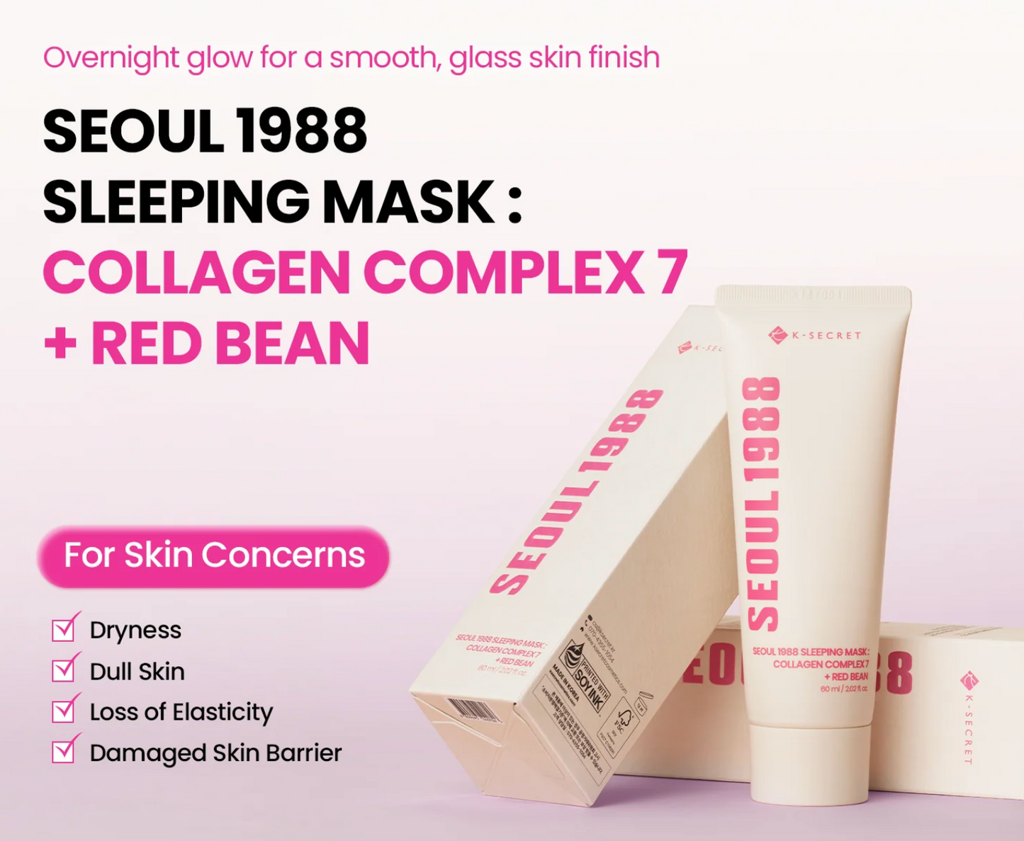 SEOUL 1988 Sleeping Mask : Collagen Complex 7 + Red Bean - Μάσκα Νύχτας Ενυδάτωσης & Σύσφιξης