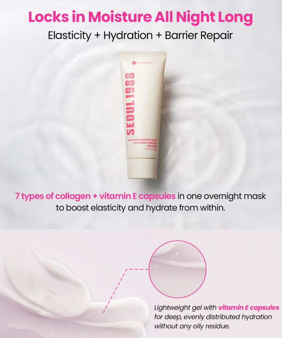 SEOUL 1988 Sleeping Mask : Collagen Complex 7 + Red Bean - Μάσκα Νύχτας Ενυδάτωσης & Σύσφιξης