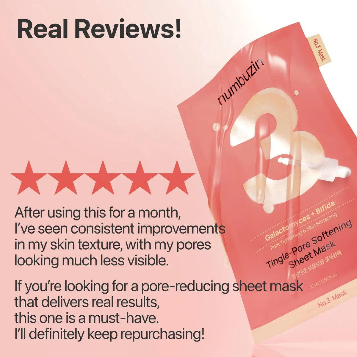 No.3 Tingle-Pore Softening Sheet Mask – Μάσκα Προσώπου για Πόρους & Λείανση με Bifida και Galactomyces