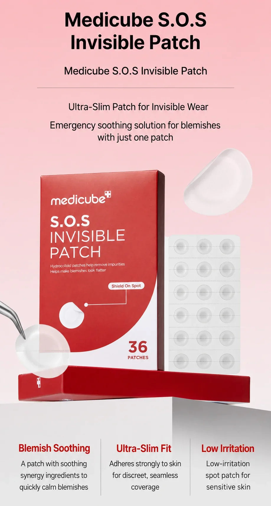 SOS Invisible Patch – Αόρατα Hydrocolloid Patches για Σπυράκια & Ατέλειες με Tea Tree