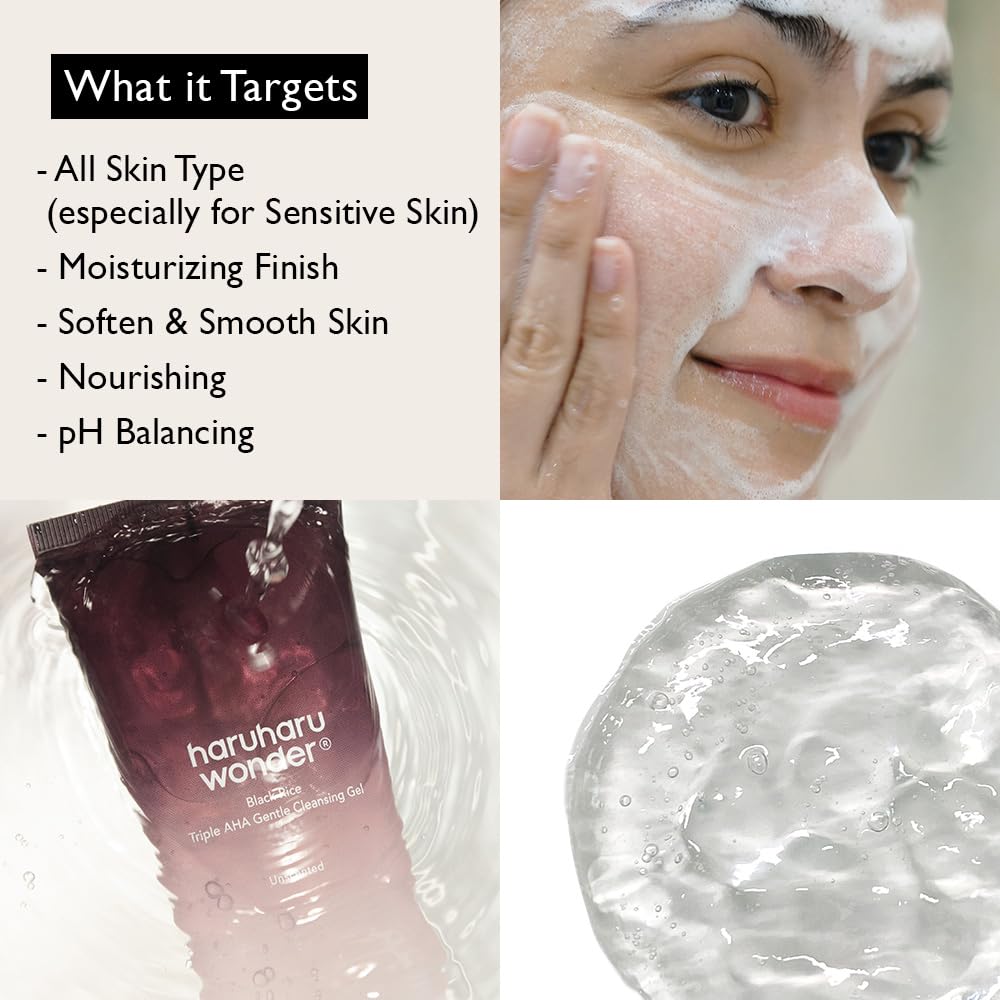 Black Rice Triple AHA Gentle Cleansing Gel – Απαλό Καθαριστικό Gel με AHA για Λάμψη & Λείανση