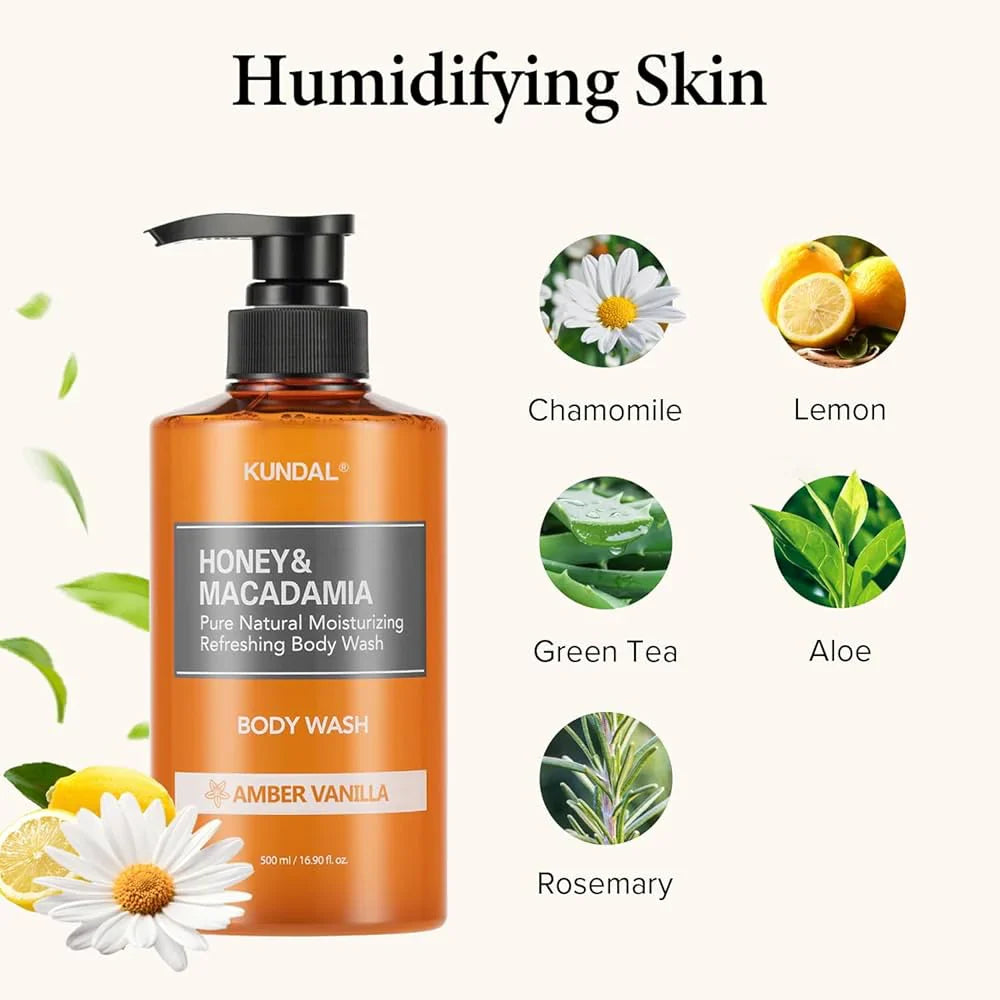 Honey & Macadamia Pure Body Wash Amber Vanilla – Ενυδατικό Αφρόλουτρο με Μέλι & Macadamia