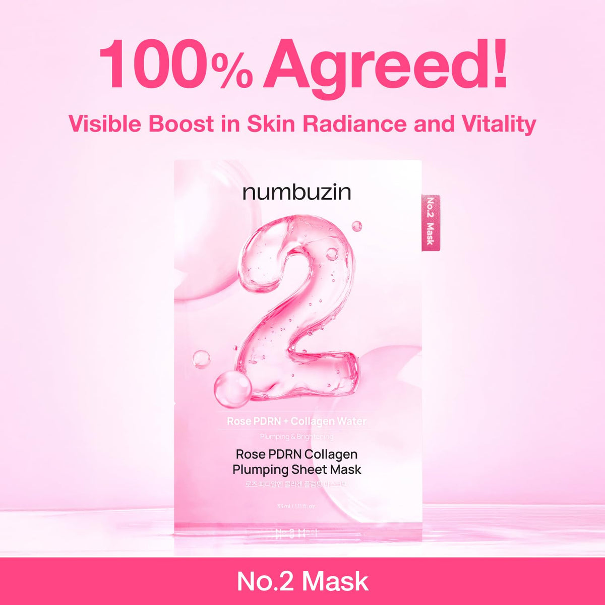 No.2 Rose PDRN Collagen Plumping Sheet Mask – Μάσκα Προσώπου για Σύσφιξη, Ενυδάτωση & Plumping με PDRN και Κολλαγόνο