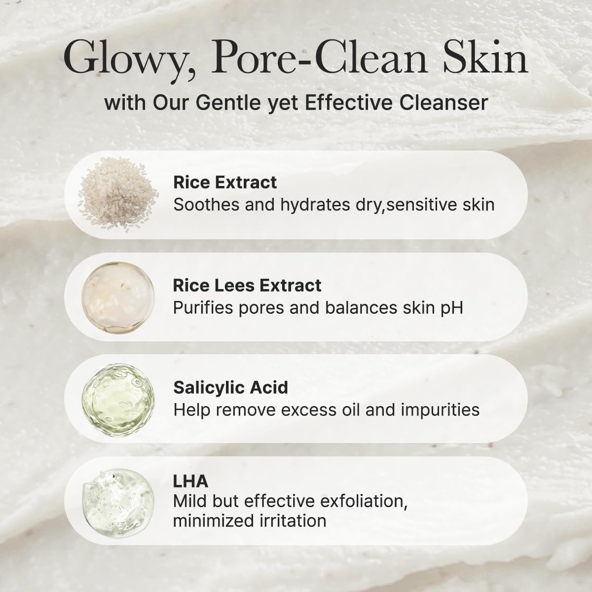 Rice + LHA Pore Control Rice Cake Cleanser – Καθαριστικό Προσώπου για Πόρους & Απολέπιση με Ρύζι, LHA & Σαλικυλικό Οξύ