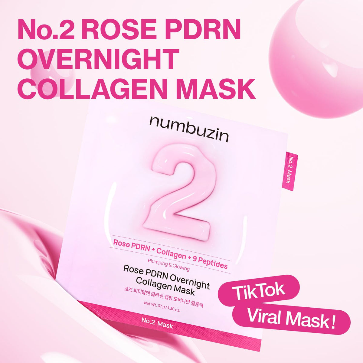 No.2 Rose PDRN Overnight Collagen Mask – Ολονύχτια Μάσκα Κολλαγόνου για Σύσφιξη, Plumping & Glass Skin