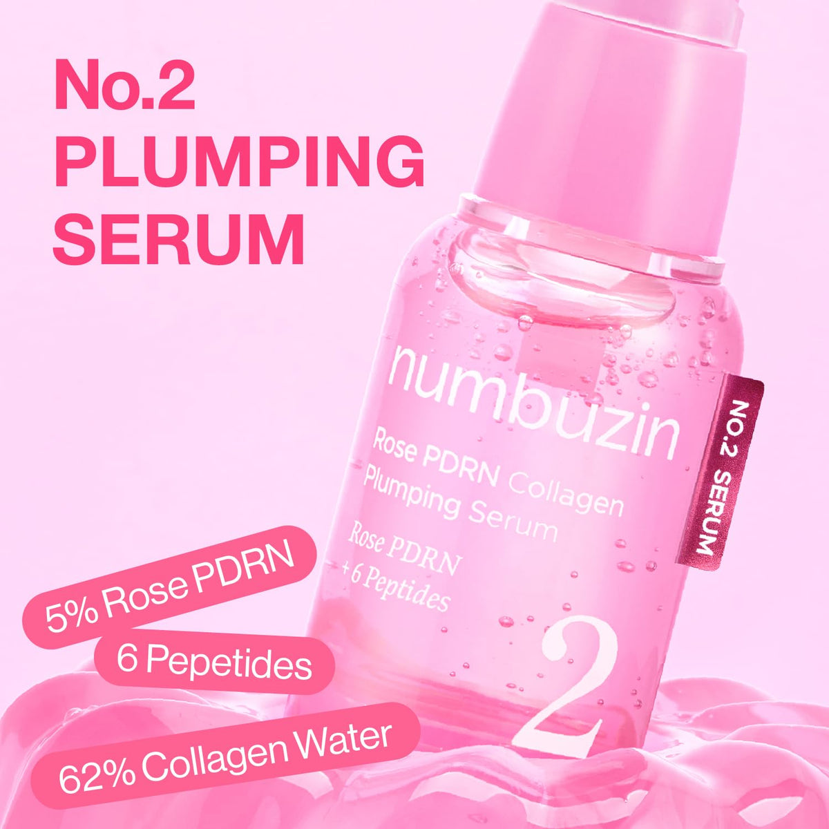 No.2 Rose PDRN Collagen Plumping Serum – Συσφικτικός & Ενυδατικός Ορός Προσώπου με PDRN, Κολλαγόνο & Πεπτίδια
