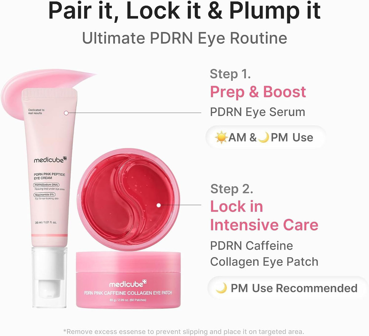 PDRN Pink Caffeine Collagen Eye Patch 60pcs – Hydrogel Patches Ματιών με PDRN, Καφεΐνη & Κολλαγόνο για Σύσφιξη & Αναζωογόνηση