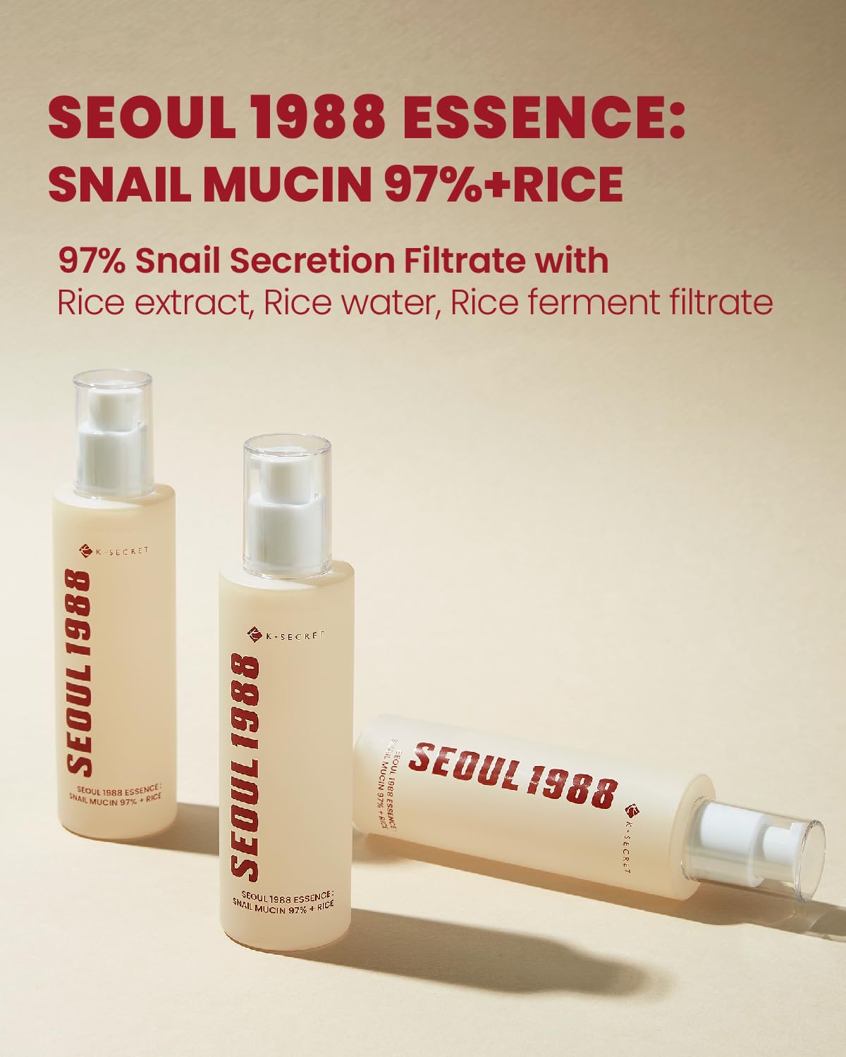 SEOUL 1988 Essence : Snail Mucin 97% + Rice - Ενυδατικό essence για αναζωογόνηση και ανανέωση