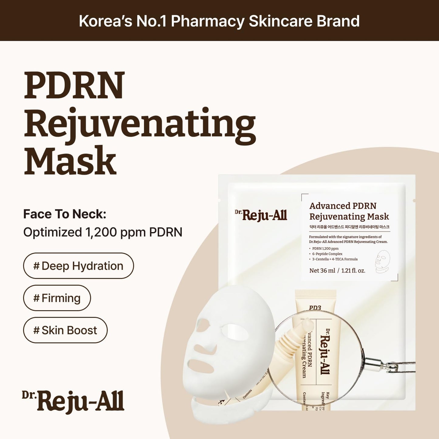Advanced  PDRN Rejuvenating Mask - Αναζωογονητική Μάσκα Προσώπου & Λαιμού με PDRN, Κολλαγόνο & Πεπτίδια