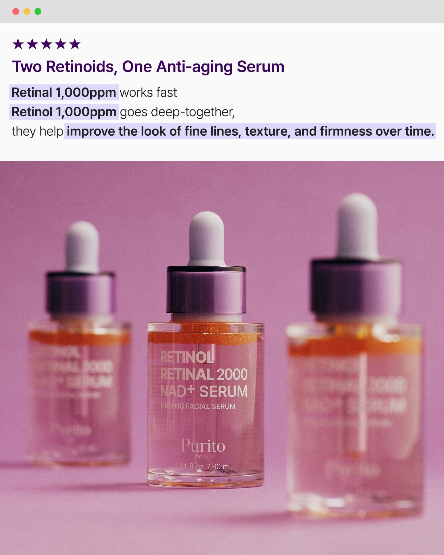 Retinol Retinal 2000 NAD+ Serum - Ορός Αντιγήρανσης με Διπλά Ρετινοειδή & NAD+
