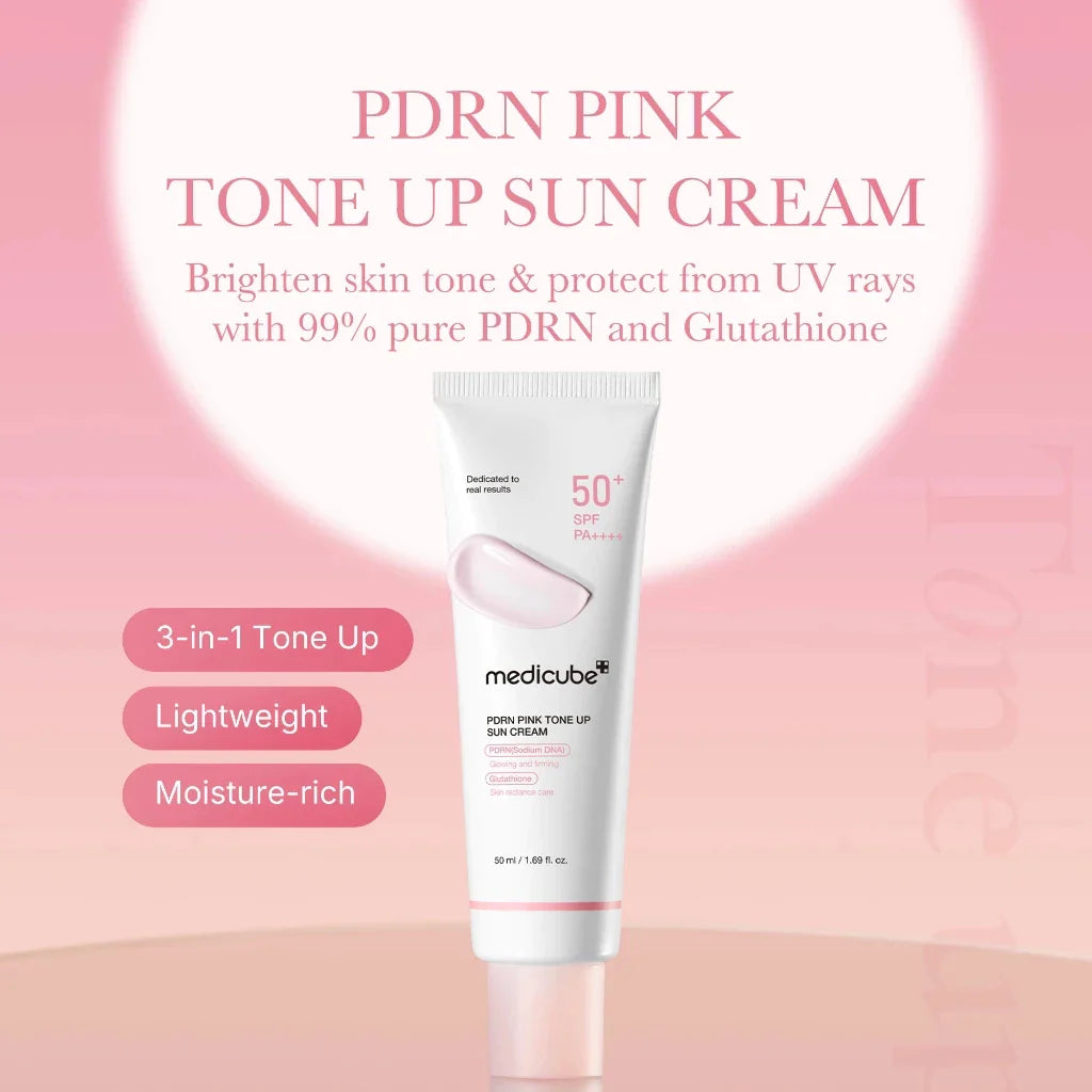 PDRN Pink Tone Up Sun Cream SPF 50+ PA++++ - Αντηλιακό για λάμψη και μείωση λεπτών γραμμών