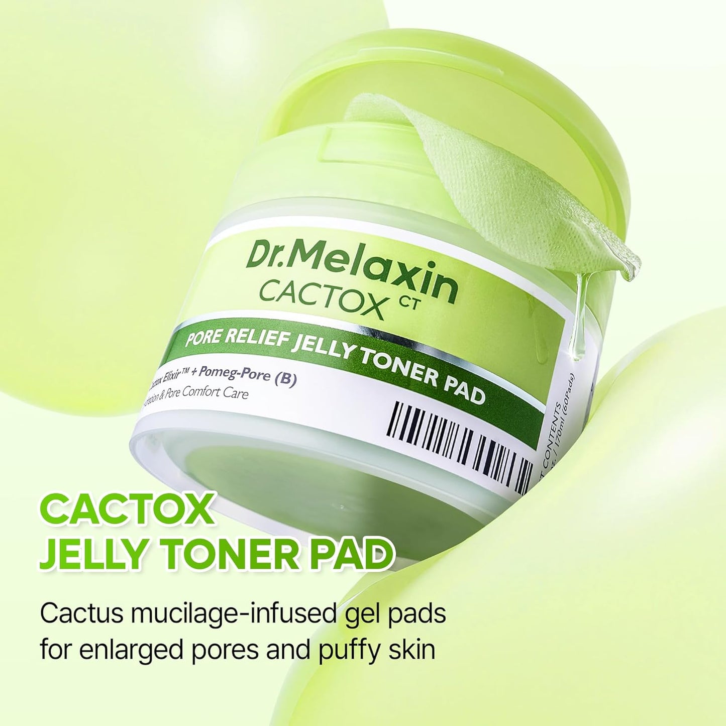Cactox Pore Relief Jelly Toner Pad - Δροσιστικά Pads με Κάκτο για Σύσφιξη Πόρων & Λείανση Υφής
