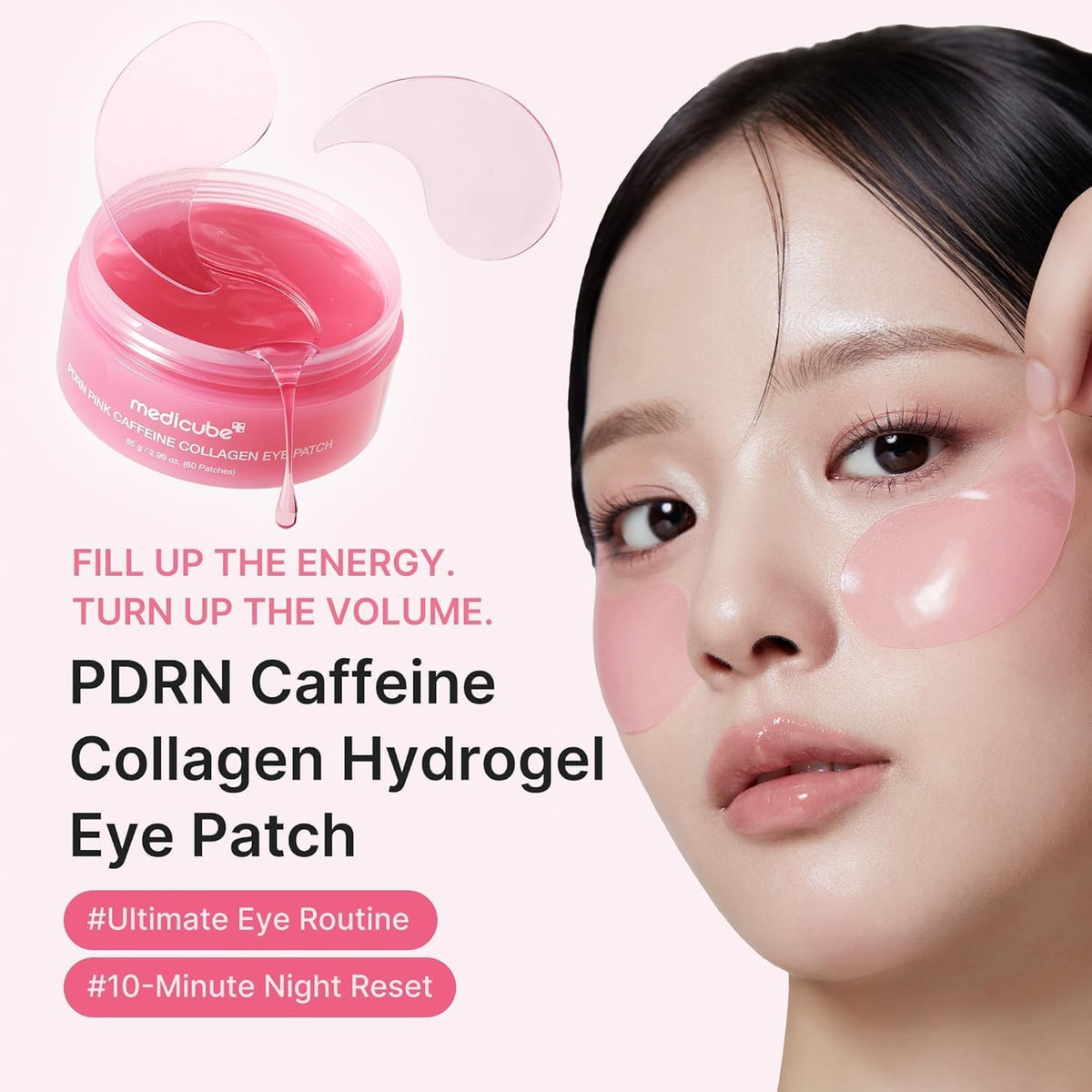 PDRN Pink Caffeine Collagen Eye Patch 60pcs – Hydrogel Patches Ματιών με PDRN, Καφεΐνη & Κολλαγόνο για Σύσφιξη & Αναζωογόνηση