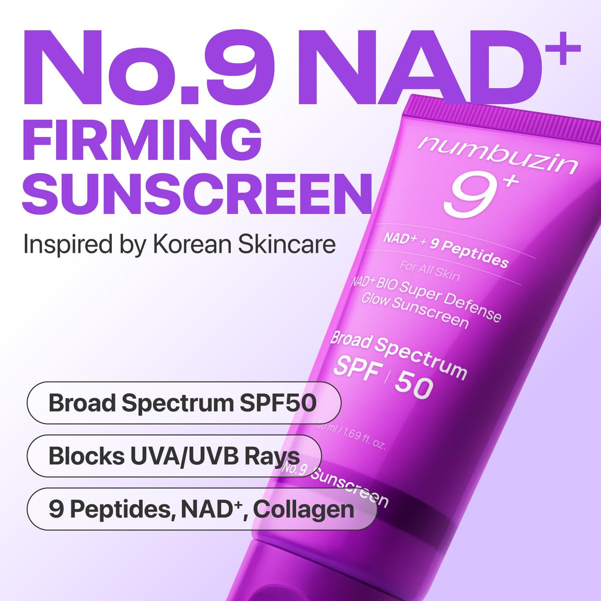 No.9 NAD+ Peptides Dewy Sun Essence SPF50+ PA++++ – Αντηλιακή Essence Προσώπου για Σύσφιξη & Glass Skin Λάμψη