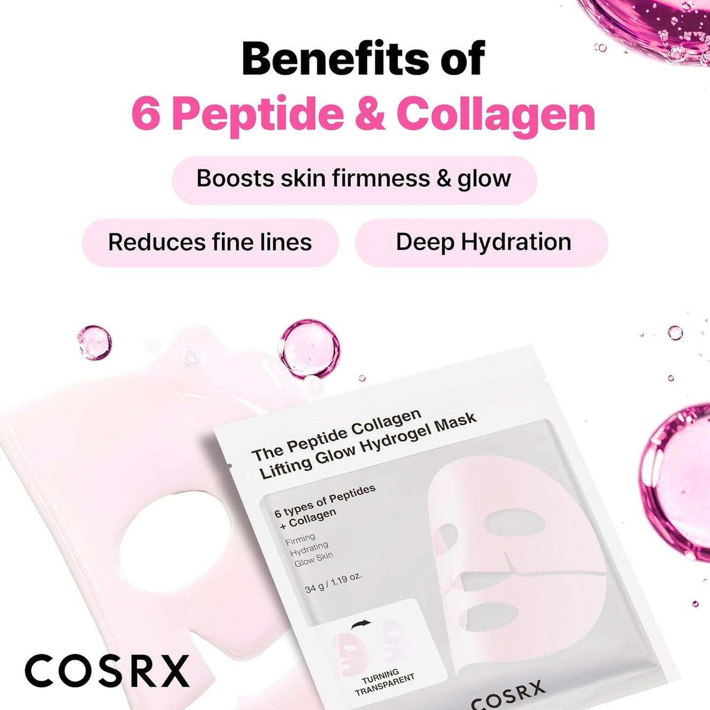 Peptide Collagen Glow Hydrogel Mask - Μάσκα Προσώπου για Σύσφιξη, Ανόρθωση & Λάμψη
