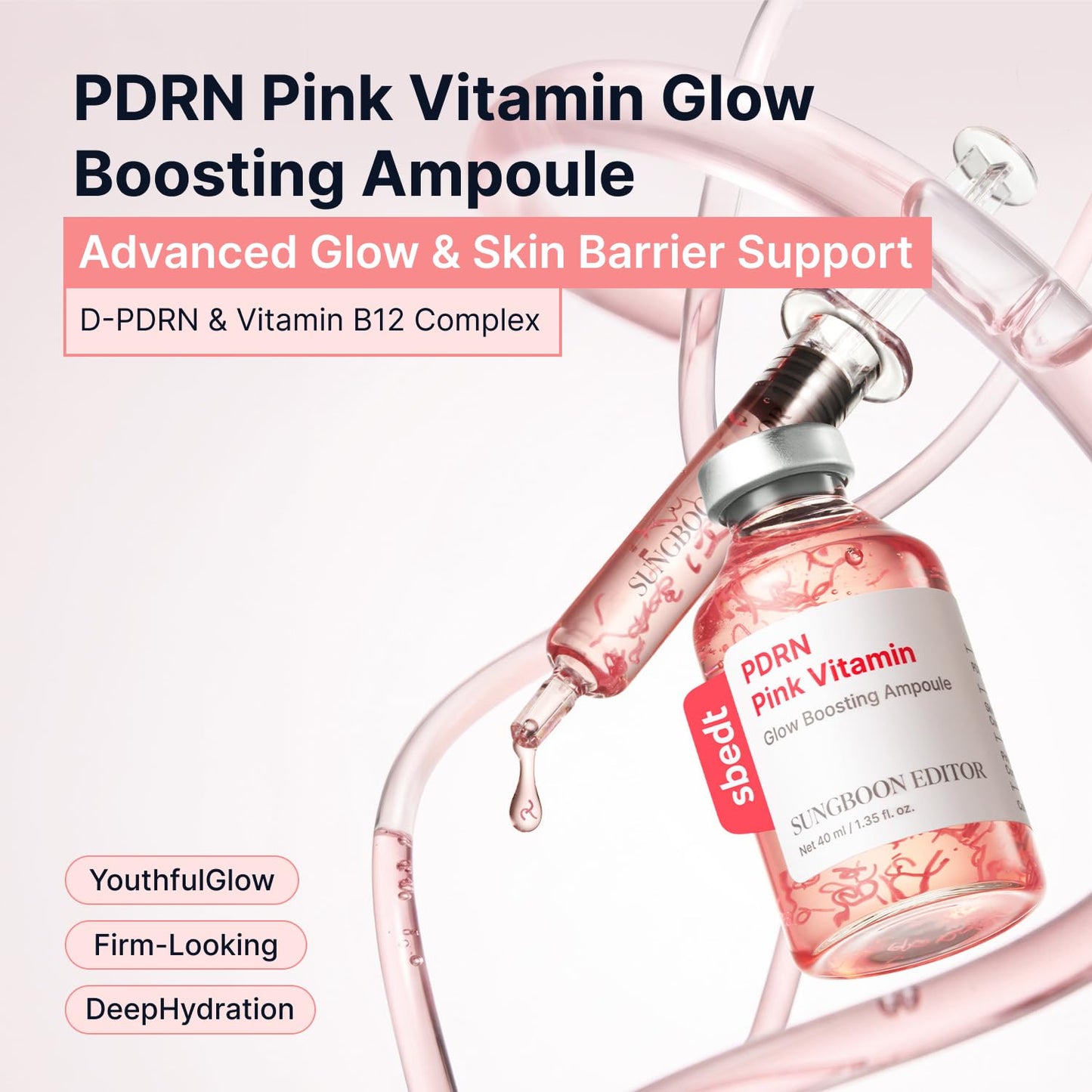 Pink PDRN Glow Boosting Ampoule 40ml – Αμπούλα Λάμψης & Ελαστικότητας με PDRN