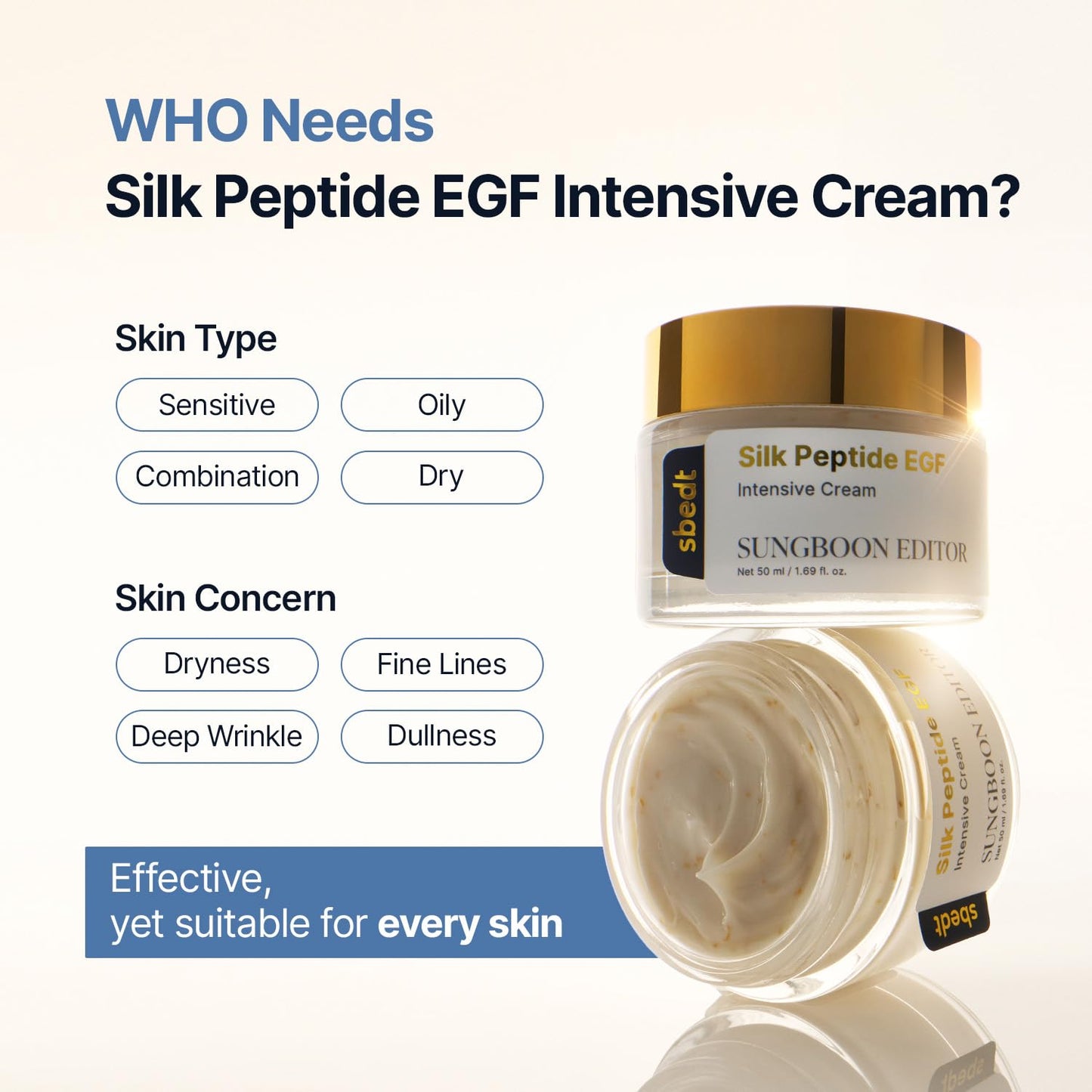 Silk Peptide EGF Intensive Cream – Συσφικτική & Αντιγηραντική Κρέμα Προσώπου με Πεπτίδια Μεταξιού & EGF
