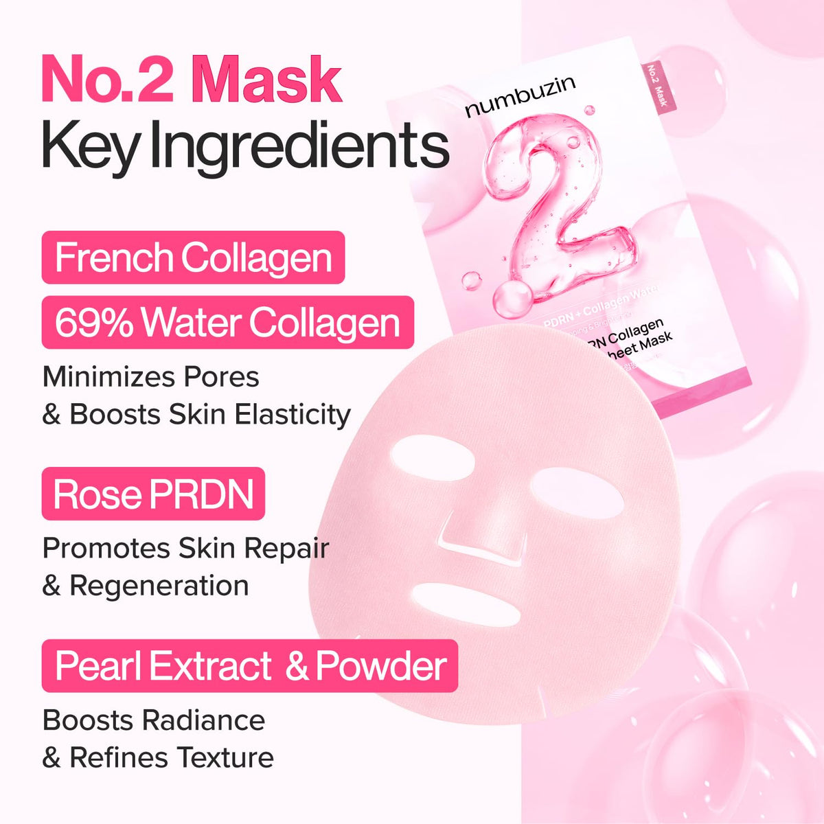 No.2 Rose PDRN Collagen Plumping Sheet Mask – Μάσκα Προσώπου για Σύσφιξη, Ενυδάτωση & Plumping με PDRN και Κολλαγόνο