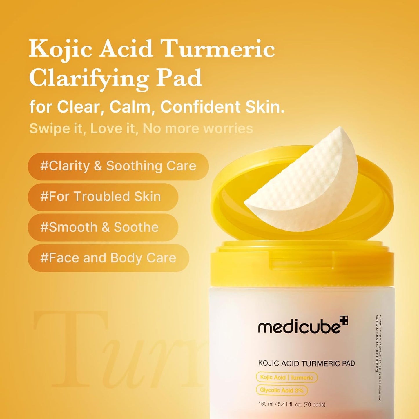 Kojic Acid Turmeric Pad - Toner Pads για Λάμψη, Ομοιόμορφο Τόνο και Καταπράυνση