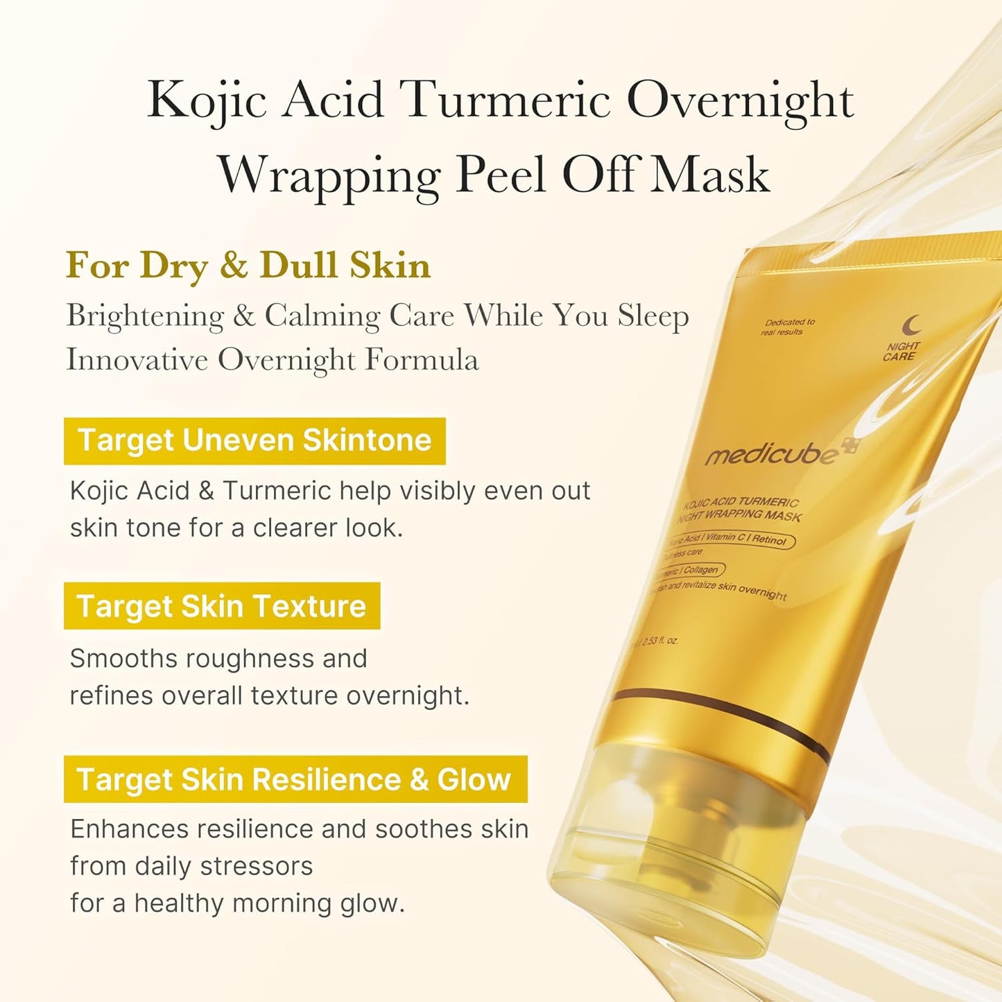 Kojic Acid Turmeric Night Wrapping Mask – Μάσκα Νύχτας Λάμψης & Σύσφιξης με Κοζικό Οξύ & Κουρκουμά