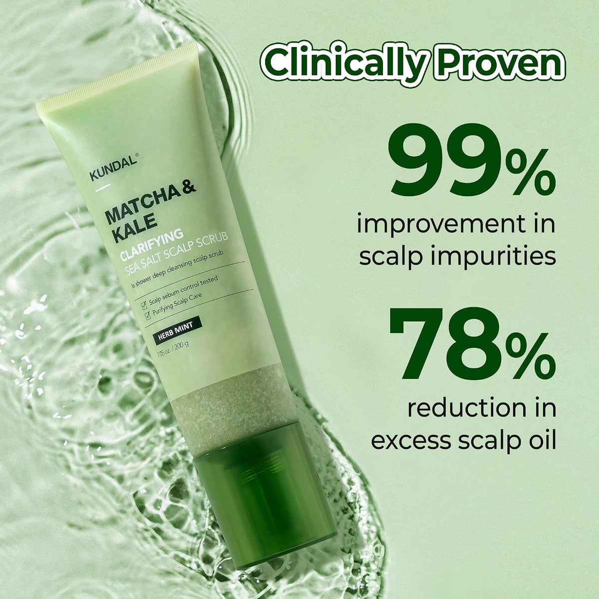 Matcha & Kale Clarifying Sea Salt Scalp Scrub Herb Mint - Απολεπιστικό Scrub Τριχωτού με Matcha, Kale & Αλάτι Νεκράς Θάλασσας