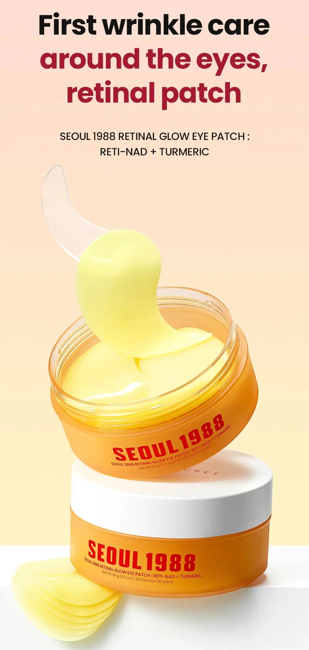 SEOUL 1988 Retinal Glow Eye Patch: RETI-NAD + Turmeric – Hydrogel Patches Ματιών για Ρυτίδες, Σύσφιξη & Λάμψη με Retinal, NAD+ & Turmeric