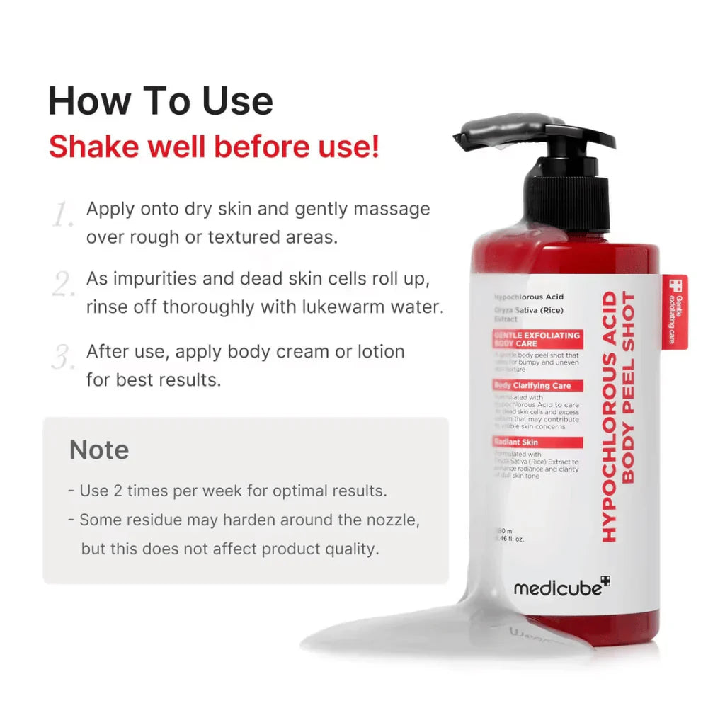 Hypochlorous Acid Body Peel Shot – Απολεπιστική Θεραπεία Σώματος για Ακμή, Τραχιά Υφή & Θυλακική Κεράτωση