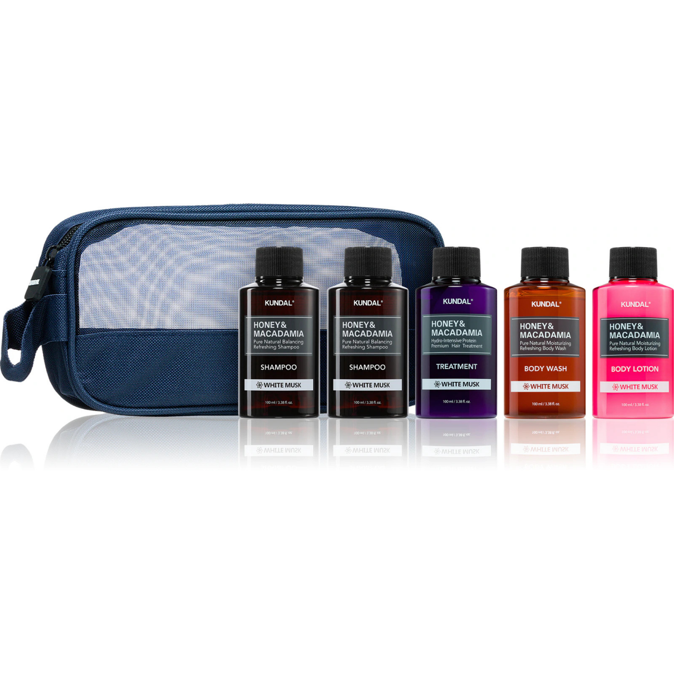 Honey & Macadamia Travel Kit White Musk - Σετ Περιποίησης Μαλλιών & Σώματος Ταξιδίου 5 Τεμαχίων