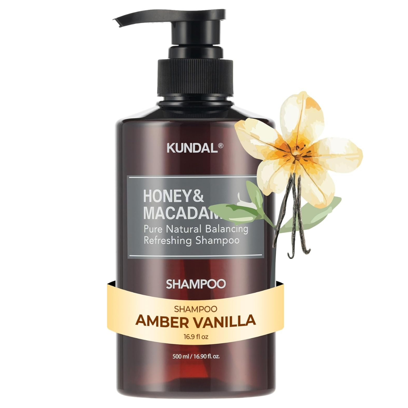Honey & Macadamia Natural Shampoo Amber Vanilla - Σαμπουάν Ενυδάτωσης με άρωμα Βανίλια