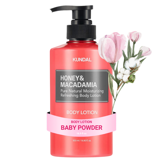 Honey & Macadamia Pure Body Lotion Baby Powder – Ενυδατική Λοσιόν Σώματος με Μέλι & Macadamia