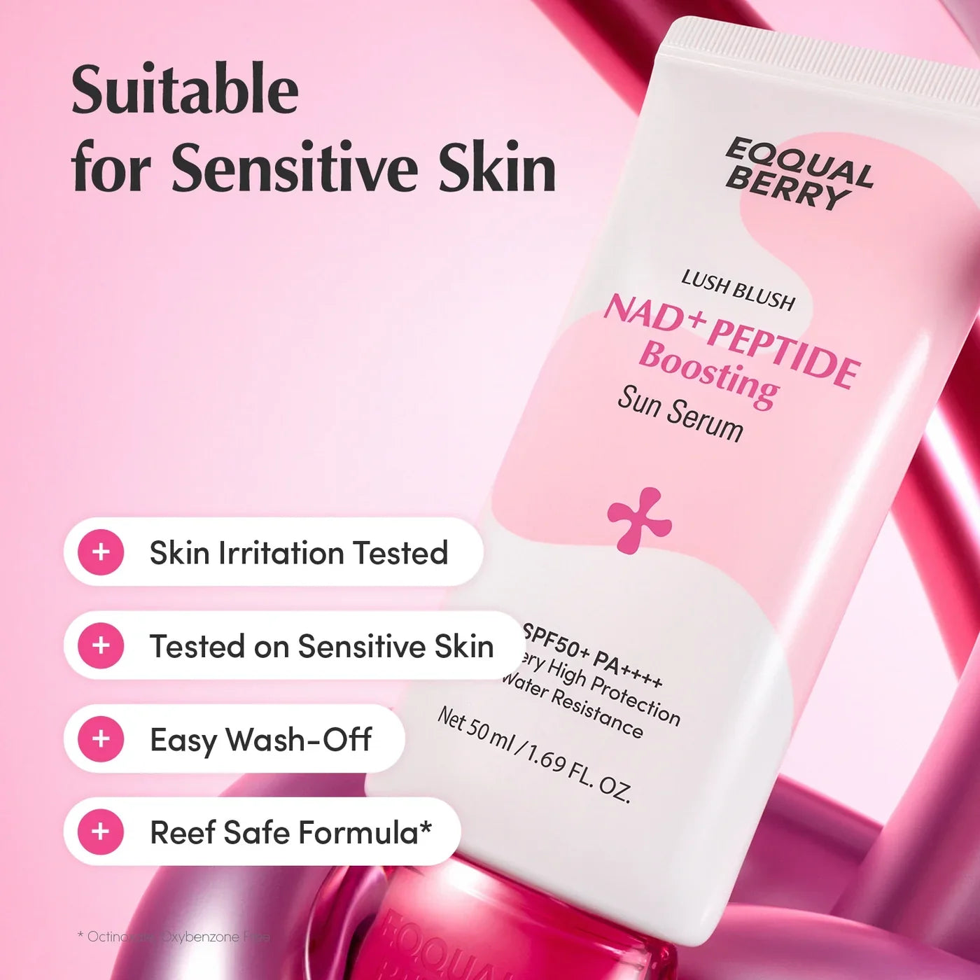 NAD+ Peptide Boosting Sun Serum SPF50+ PA++++ – Αντηλιακό Serum Προσώπου με Pink NAD+ & 13 Πεπτίδια για Ελαστικότητα & Λάμψη