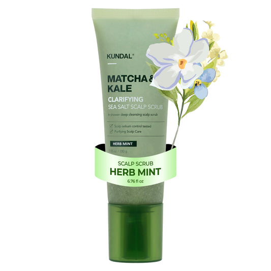 Matcha & Kale Clarifying Sea Salt Scalp Scrub Herb Mint - Απολεπιστικό Scrub Τριχωτού με Matcha, Kale & Αλάτι Νεκράς Θάλασσας