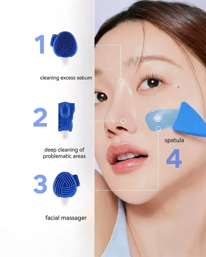 Multi Blackhead Pore Brush - Πολυλειτουργικό Βουρτσάκι Σιλικόνης 4-σε-1 για Βαθύ Καθαρισμό & Πόρους